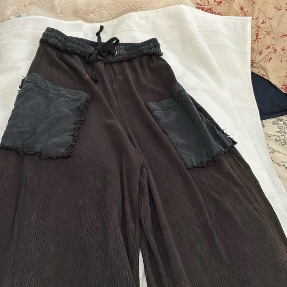 Free People Movement great gauzy like wide leg palazzo pants w/ big pockets - Picture 7 of 16